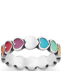James Avery Enamel Multi-Colored Connected Hearts Ring