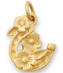 James Avery 14K Gold Floral Horseshoe Charm