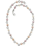 James Avery Twisted Wire Link Necklace with Multi-Colored Cultured Pearls