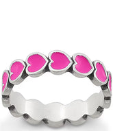 James Avery Pink Enamel Connected Hearts Band Ring