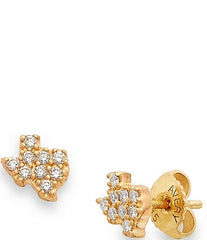 James Avery 14K Gold Delicate Pave Diamond Texas Stud Earrings