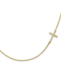 James Avery 14K Gold Delicate Pave Diamond Horizon Cross Necklace