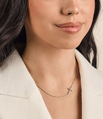 James Avery 14K Gold Delicate Pave Diamond Horizon Cross Necklace