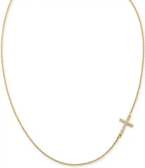 James Avery 14K Gold Delicate Pave Diamond Horizon Cross Necklace