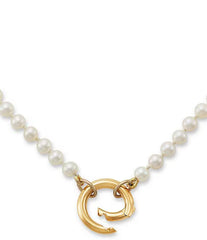 James Avery Cultured Pearl Changeable 14K Gold Charm Holder Short Pendant Necklace