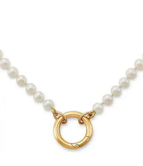 James Avery Cultured Pearl Changeable 14K Gold Charm Holder Short Pendant Necklace