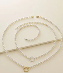 James Avery Cultured Pearl Changeable 14K Gold Charm Holder Short Pendant Necklace