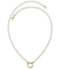 James Avery Cultured Pearl Changeable 14K Gold Charm Holder Short Pendant Necklace