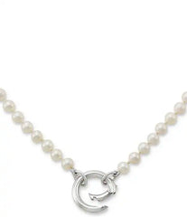 James Avery Cultured Pearl Changeable Sterling Silver Charm Holder Short Pendant Necklace