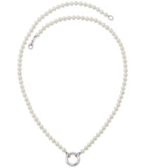 James Avery Cultured Pearl Changeable Sterling Silver Charm Holder Short Pendant Necklace