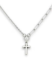 James Avery Sterling Silver Paired Chains Cross Short Pendant Necklace