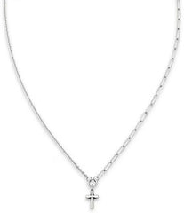 James Avery Sterling Silver Paired Chains Cross Short Pendant Necklace