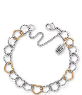 James Avery Twisted Wire Two Tone Connected Hearts Chain Charm Bracelet
