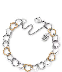 James Avery Twisted Wire Two Tone Connected Hearts Chain Charm Bracelet