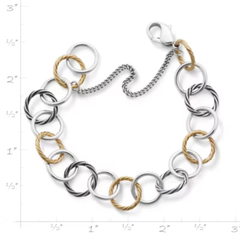 Gold and Silver Loops Charm Bracelet