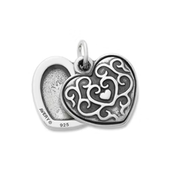 Ornate Heart Swivel Locket Charm