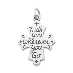 With You Wherever You Go Cross Charm