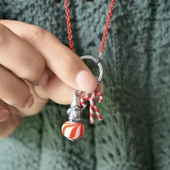 Enamel Christmas Gnome Art Glass Charm
