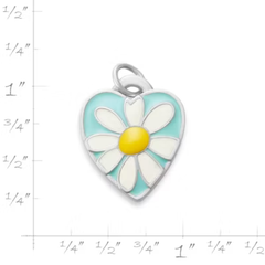 Enamel Daisy Heart Charm