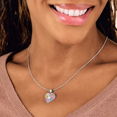 Enamel Floral Heart Pendant