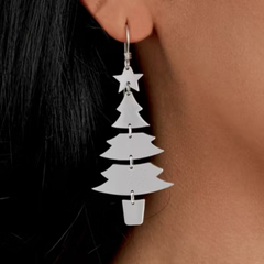 Merry Christmas Tree Dangle Earrings