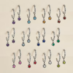 Cherished Birthstone Hoop Dangle Earrings