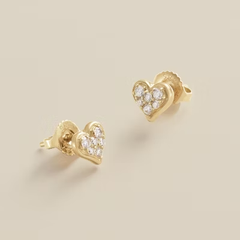 Delicate Pave Diamond Heart Studs