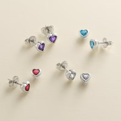Heart Gemstone Studs