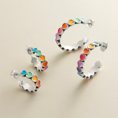 Enamel Connected Hearts Hoops