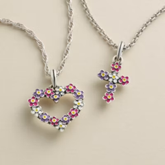 Enamel Floral Cross Pendant