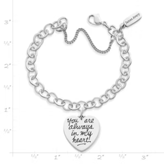 You Are Always in My Heart Charm on Forged Link Charm Bracelet