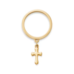 Flared Cross Charm Dangle Ring