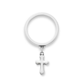 Flared Cross Charm Dangle Ring