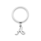 Small Script Initial Charm Dangle Ring
