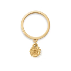 Mini Sunflower Charm Dangle Ring