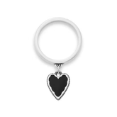 Small Enamel Heart Charm Dangle Ring
