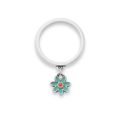 Enamel Mini Flower Charm Dangle Ring