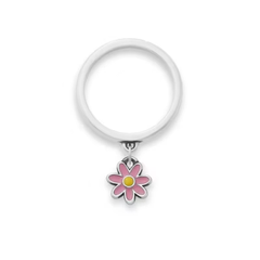 Enamel Mini Flower Charm Dangle Ring