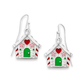 Enamel Gingerbread House Earrings