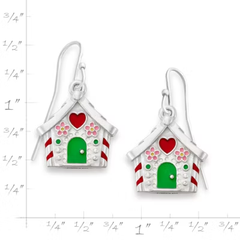 Enamel Gingerbread House Earrings