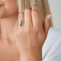Petite Christmas Tree Charm Dangle Ring
