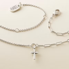Paired Chains Cross Necklace