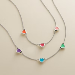 Enamel Connected Hearts Necklace