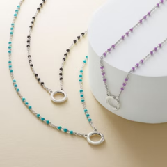 Enamel Beaded Chain Changeable Charm Holder Necklace