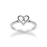 Delicate Heart Initial Ring