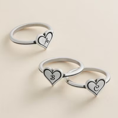 Delicate Heart Initial Ring