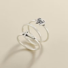 Angel Wings and Horizon Cross Ring Set