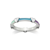 Enamel Band with Hearts Ring
