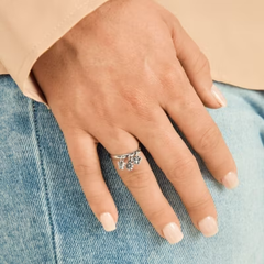 Daisy and Butterflies Dangle Ring