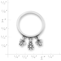 Daisy and Butterflies Dangle Ring